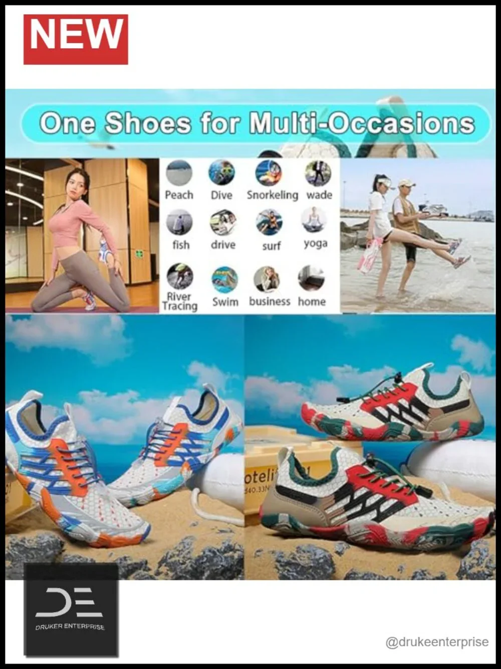 Quick Dry Non-Slip Wide Toe Water Shoes for Beach Pool Swim Hike Barefoot
